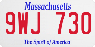 MA license plate 9WJ730