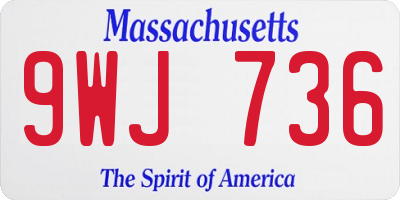 MA license plate 9WJ736