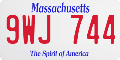 MA license plate 9WJ744