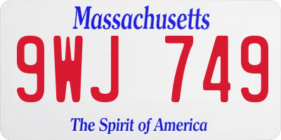 MA license plate 9WJ749