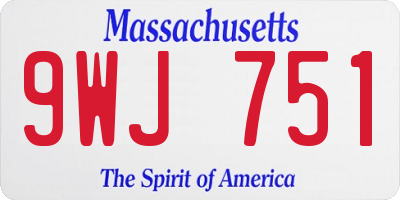 MA license plate 9WJ751