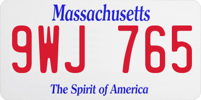 MA license plate 9WJ765