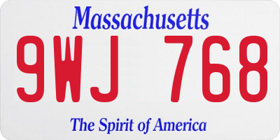 MA license plate 9WJ768