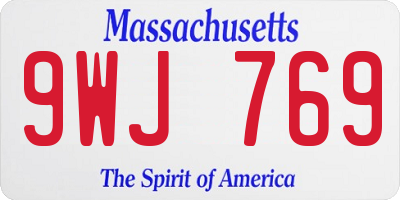 MA license plate 9WJ769