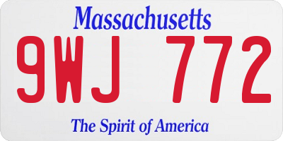 MA license plate 9WJ772