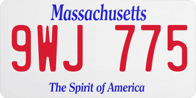 MA license plate 9WJ775