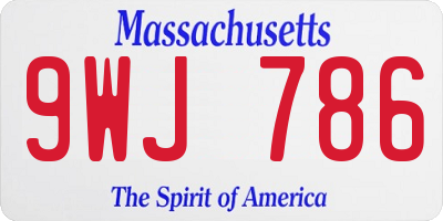 MA license plate 9WJ786