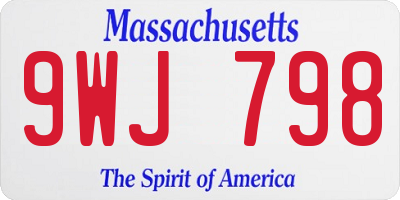 MA license plate 9WJ798