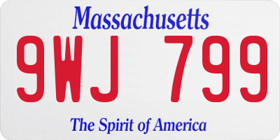 MA license plate 9WJ799