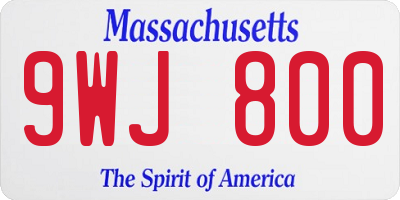 MA license plate 9WJ800