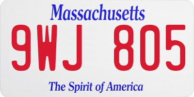 MA license plate 9WJ805