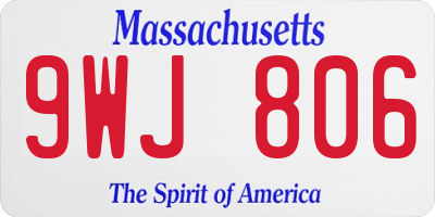 MA license plate 9WJ806
