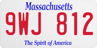 MA license plate 9WJ812
