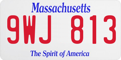 MA license plate 9WJ813