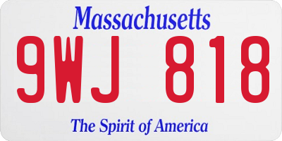 MA license plate 9WJ818