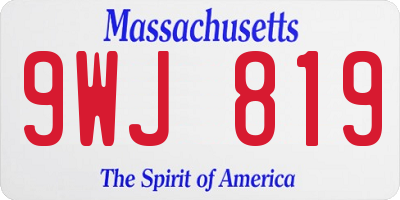 MA license plate 9WJ819