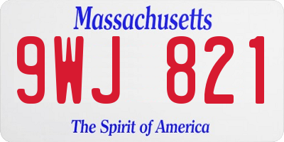 MA license plate 9WJ821