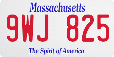 MA license plate 9WJ825