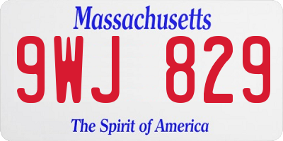 MA license plate 9WJ829