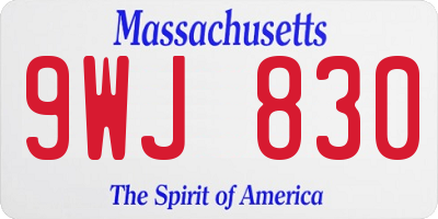 MA license plate 9WJ830