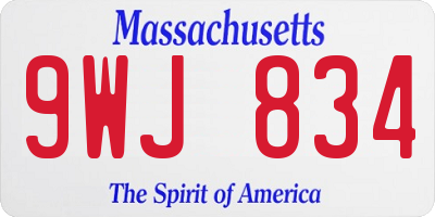 MA license plate 9WJ834