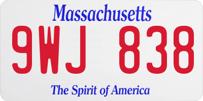 MA license plate 9WJ838