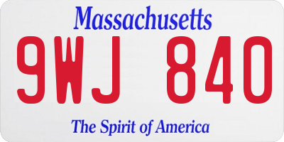 MA license plate 9WJ840