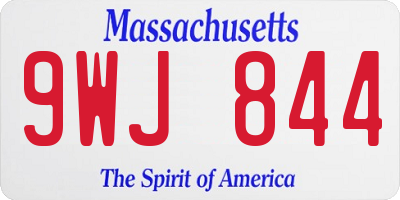 MA license plate 9WJ844