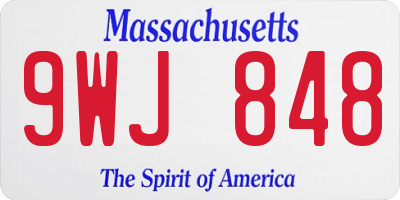 MA license plate 9WJ848