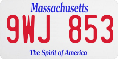 MA license plate 9WJ853