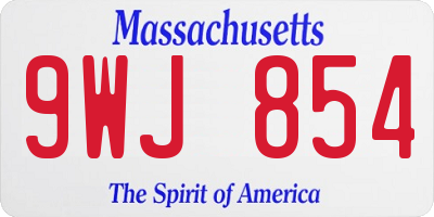 MA license plate 9WJ854