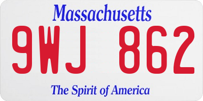MA license plate 9WJ862