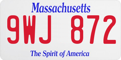 MA license plate 9WJ872