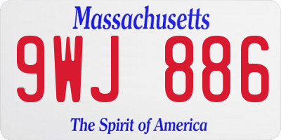 MA license plate 9WJ886