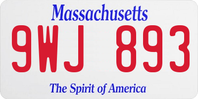 MA license plate 9WJ893