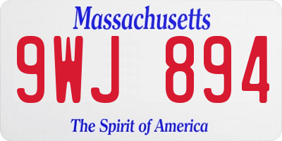 MA license plate 9WJ894