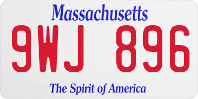 MA license plate 9WJ896
