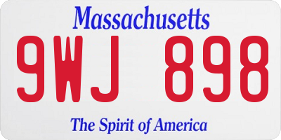MA license plate 9WJ898