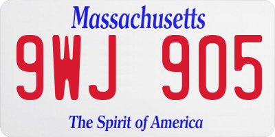 MA license plate 9WJ905
