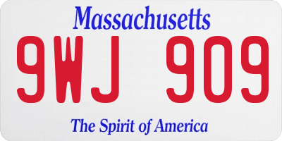 MA license plate 9WJ909