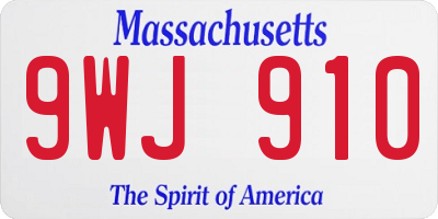 MA license plate 9WJ910