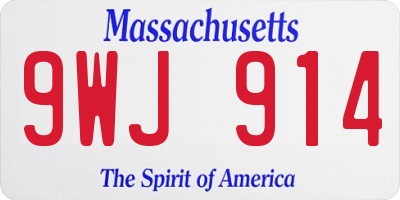 MA license plate 9WJ914