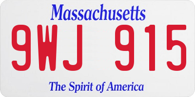 MA license plate 9WJ915