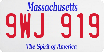 MA license plate 9WJ919