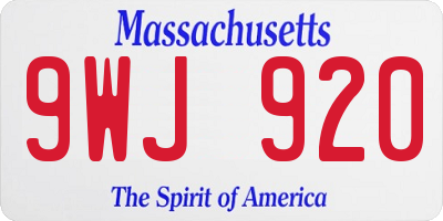 MA license plate 9WJ920