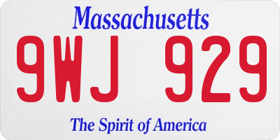 MA license plate 9WJ929