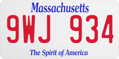 MA license plate 9WJ934