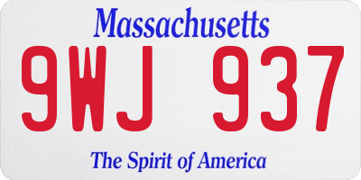 MA license plate 9WJ937