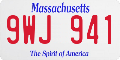 MA license plate 9WJ941