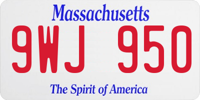 MA license plate 9WJ950